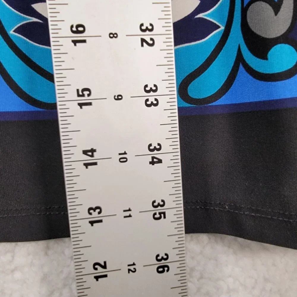 Y2K Rhapsody Blue Floral Low Cut V Neck Retro Lightweight Flowy Cinched A Line - Picture 8 of 10